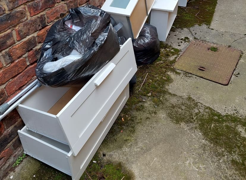 pile of household rubbish and bulky waste outside property in Croydon