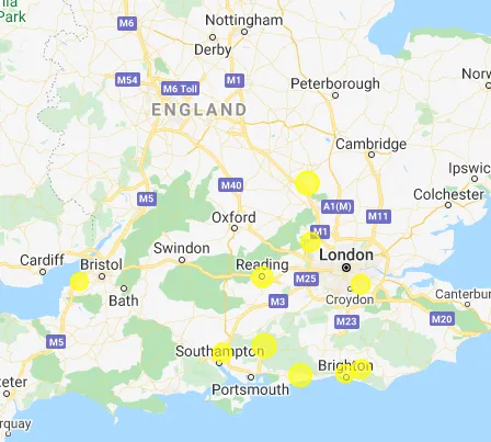 map highlighting most expensive areas in england for a bulky waste collection