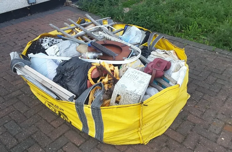 hippo bag filled with rubbish