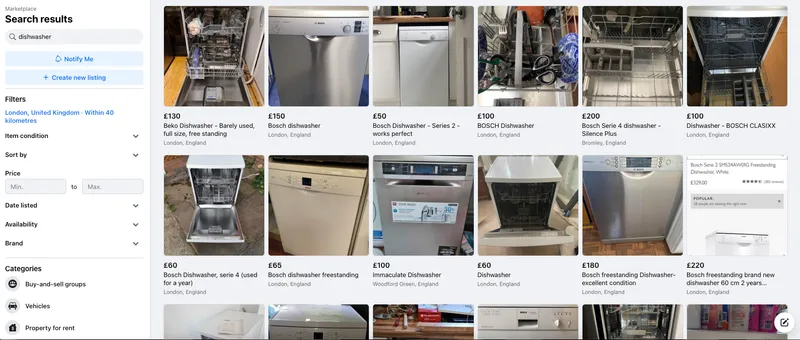 dishwashers for sale on facebook marketplace
