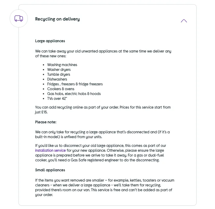 currys take back service dishwasher