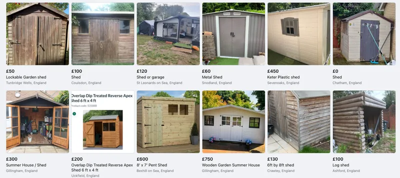 sheds for sale and reuse on facebook marketplace