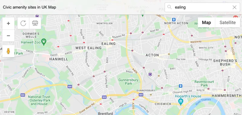 map of ealing recycling centre