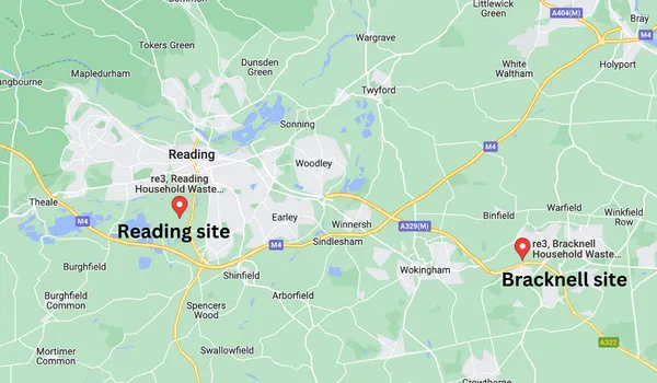 reading recycling centre location map