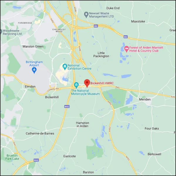 solihull recycling centre location map