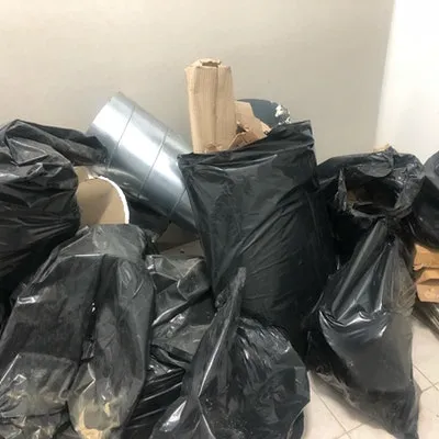 bagged rubble & carboard for collection