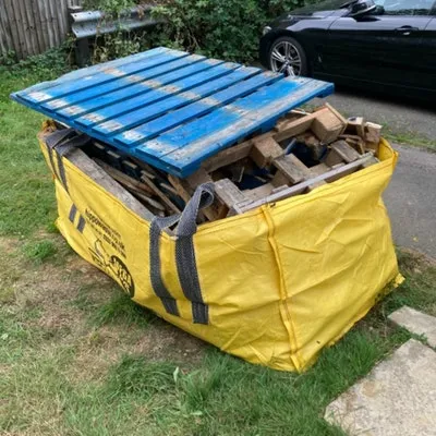 skip bag of wood collected